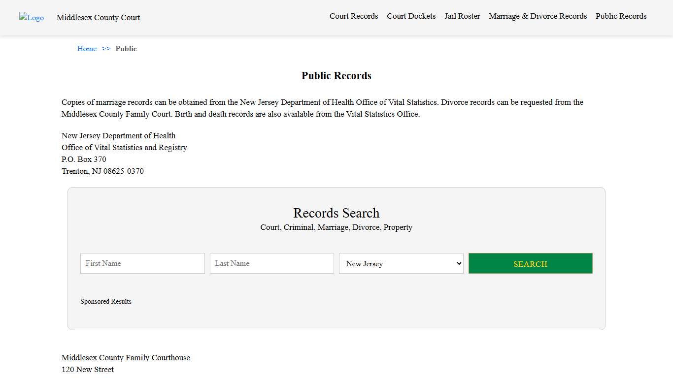 Public Records | Middlesex County Court