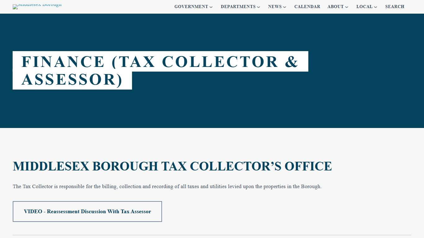 Finance (Tax Collector & Assessor) — Middlesex Borough
